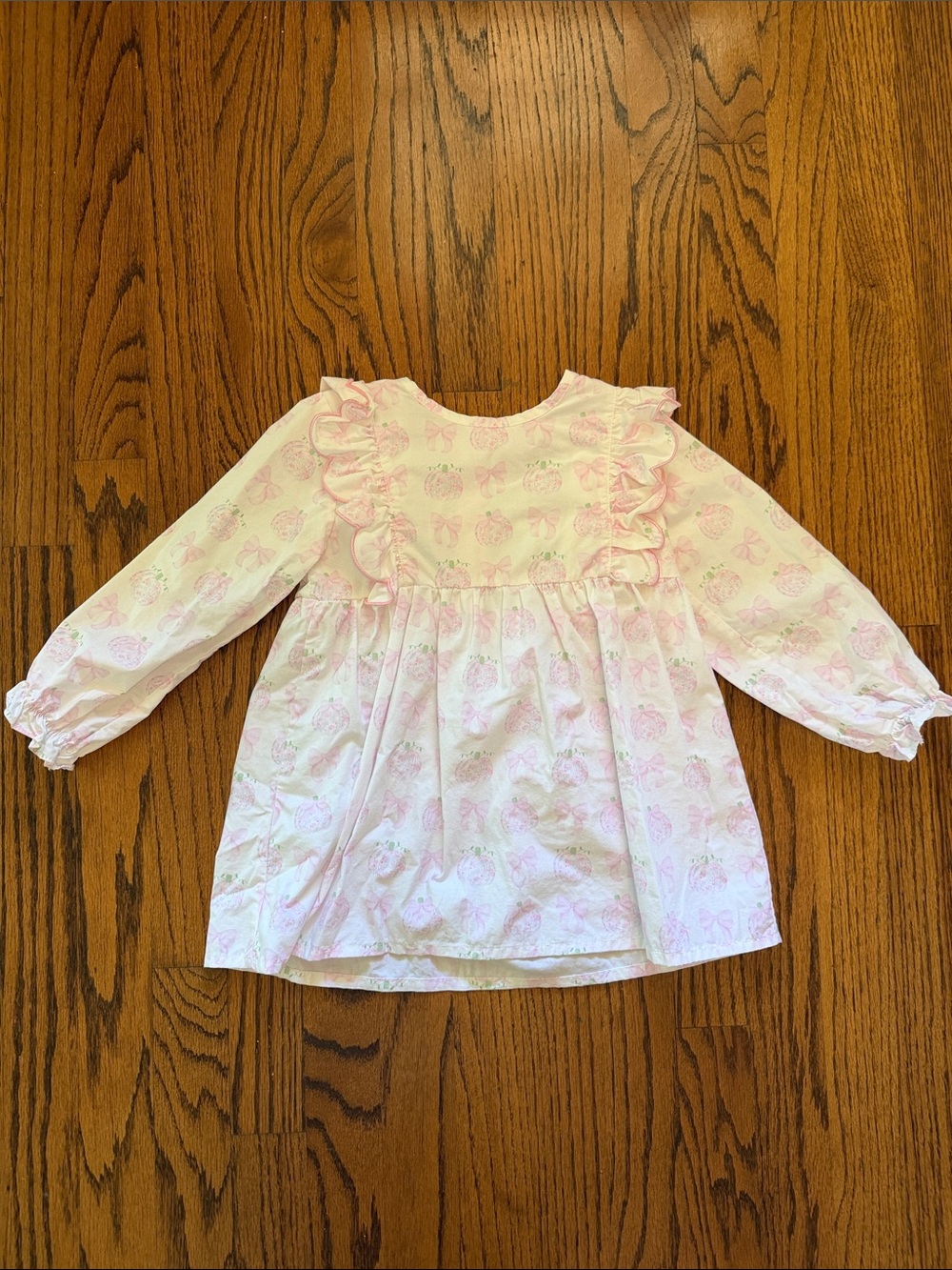 Girls' Pink Ruffle Long-Sleeve Top- Fall Pumpkin